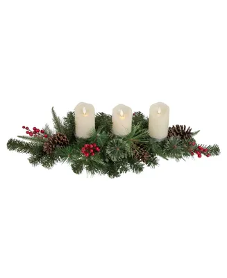 Northlight Decorated Artificial Pine Christmas Candle Holder Centerpiece, 32"