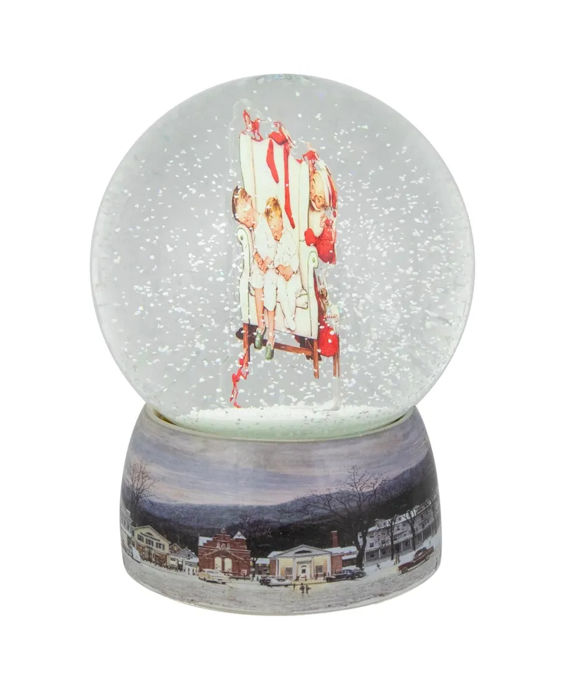 Northlight Norman Rockwell Santa Looking at Two Sleeping Children Christmas Snow Globe, 6.5"