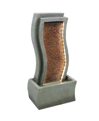 Sunnydaze Decor Contemporary Curve Resin Outdoor Fountain with Led Lights - 31 in