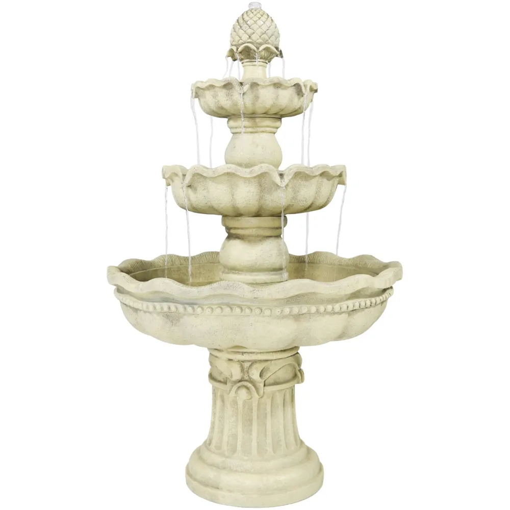 Sunnydaze Decor Pineapple Fiberglass Outdoor 3-Tier Water Fountain