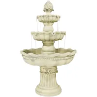 Sunnydaze Decor Pineapple Fiberglass Outdoor 3-Tier Water Fountain