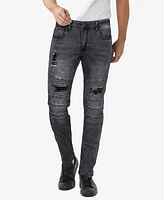 X-Ray Men's Rawx Slim Fit Moto Detail Stretch Jeans