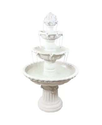 Sunnydaze Decor Fruit Top Fiberglass Outdoor 3-Tier Water Fountain - White