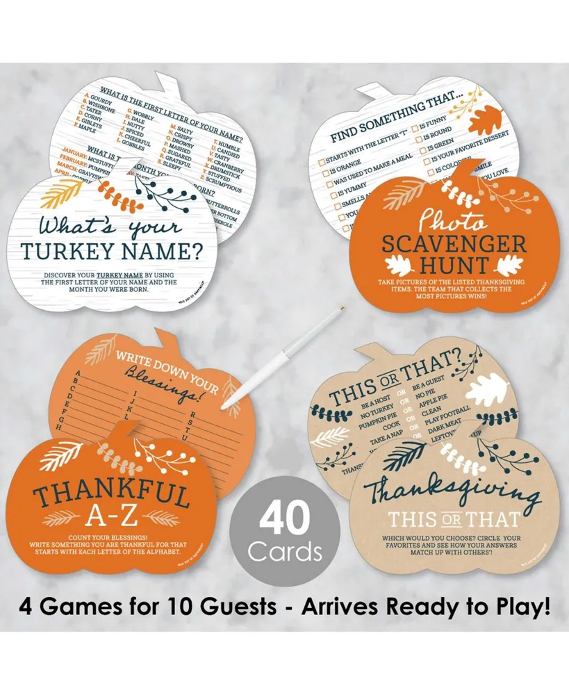Happy Thanksgiving - 4 Fall Harvest Party Games - 10 Cards Each Gamerific Bundle