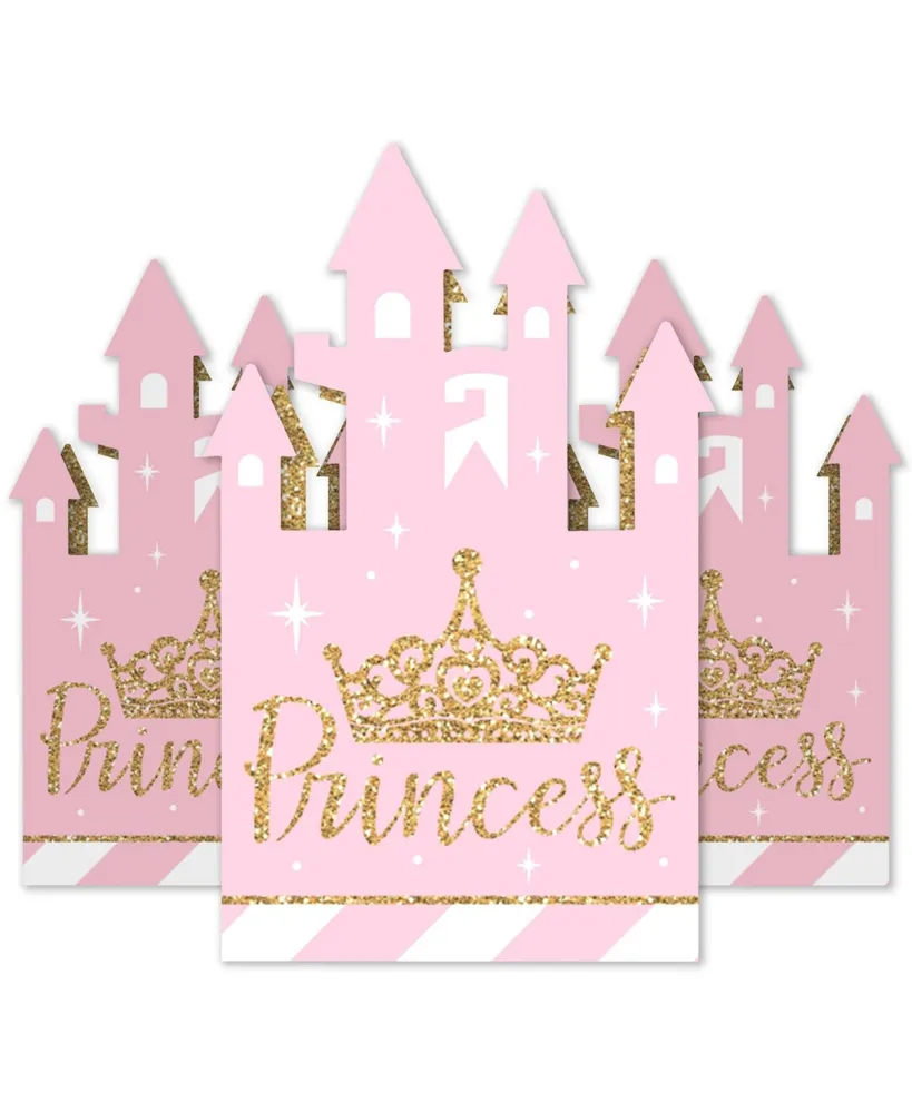 Big Dot of Happiness Little Princess Crown - Pink and Gold Princess Baby Shower or Birthday Party Favor Gift Boxes - Castle Boxes - Set of 12
