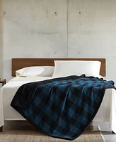 Eddie Bauer Plaid Cotton Yarn Dye Flannel Faux Shearling Reverse Throw Blanket, 60" X 50"