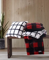 Eddie Bauer Plaid Faux Fur Throw, 50" x 60" Pillow Set, 2 Piece