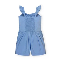 Hope & Henry Toddler Girls Flutter Button Front Romper