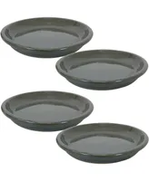 Ceramic Outdoor Flower Pot Saucers Set of - Uv- and Frost-Resistant - Gray Glazed FInish