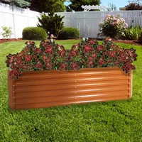 Sunnydaze Decor Galvalume Steel Rectangle Raised Garden Bed - Brown - 71 in