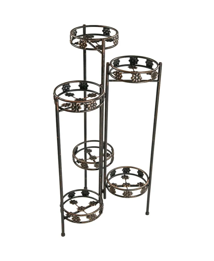 Sunnydaze Decor Bronze Steel 6-Tier Staggered Folding Plant Stand - 45 in