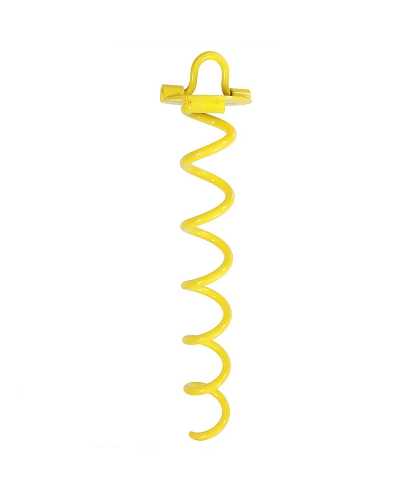 Outdoor Tarp Tent Tie-Out Heavy-Duty Spiral Ground Anchor Stake with Folding Ring - 16" - Yellow