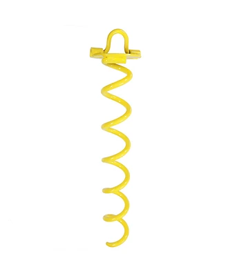 Sunnydaze Decor 16-Inch Heavy-Duty Spiral Screw Ground Anchor - For Securing Tent, Dog Stake, or Canopy - Yellow