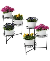 Sunnydaze Decor Black Iron 3-Tier Outdoor Plant Stand - 22 in - Set of 2