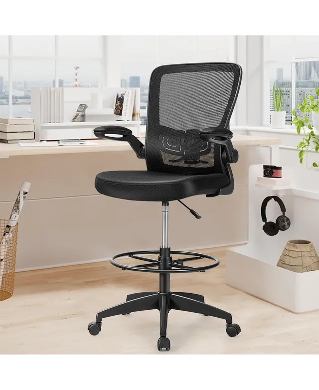 Costway Mesh Office Chair Adjustable Height&Lumbar Support Flip Up - Black