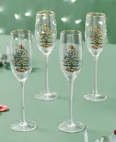 Spode Christmas Tree Champagne Flutes, Set of 4