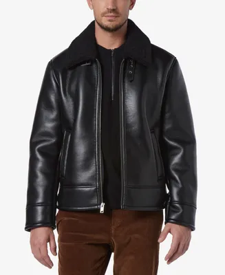 Marc New York Men's Cadman Faux Leather Fleece-Lined Aviator Jacket