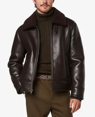 Marc New York Men's Cadman Faux Leather Fleece-Lined Aviator Jacket