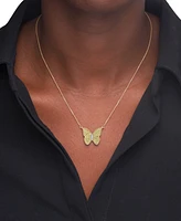 Garnet (1-1/5 ct. t.w.) & White Topaz (1/10 ct. t.w.) Butterfly 17" Pendant Necklace in 14k Gold-Plated Sterling Silver (Also in Peridot)