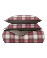 Eddie Bauer Navigation Plaid Red Reversible Comforter Set