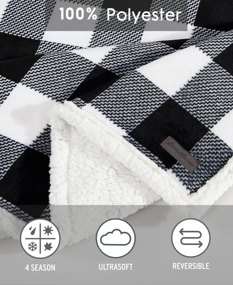 Eddie Bauer Cabin Plaid Ultra Soft Plush Fleece Reversible Full/Queen Blanket