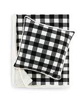 Closeout! Eddie Bauer Cabin Plaid Cotton Yarn Dyed Flannel Throw Pillow and Blanket Set