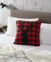 Eddie Bauer Cabin Plaid Stag Head Cotton Yarn Dye Flannel Reversible Throw Pillow