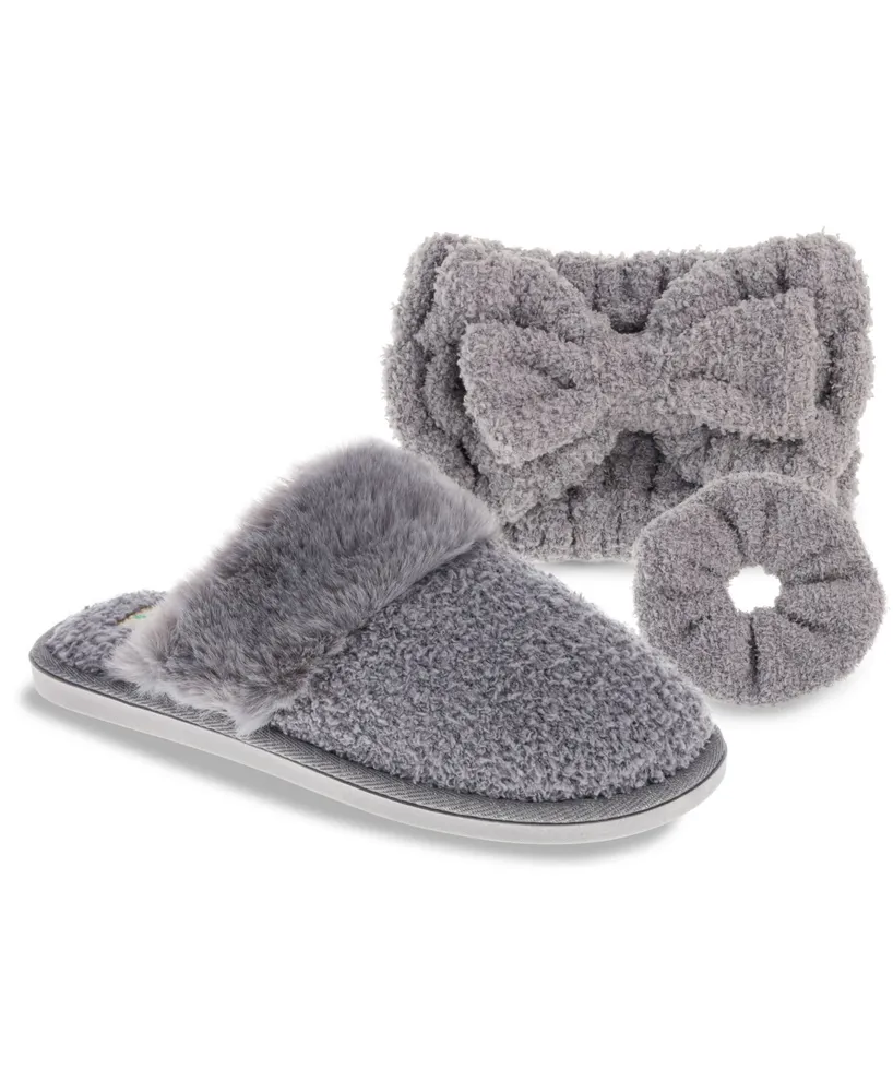 Honeydew Women's 3-Pieces Gift Set with Scuff Chenille Slipper, Headband and Srunchie