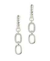 Sterling Forever Cubic Zirconia Andi Drop Hoop Earrings - Silver