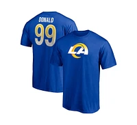 Men's Aaron Donald Royal Los Angeles Rams Player Icon Name and Number T-shirt