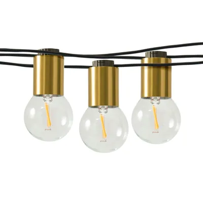 Brightech Glow Globe 28 ft Weatherproof Led Outdoor Plug-In String Lights with Brass Hardware