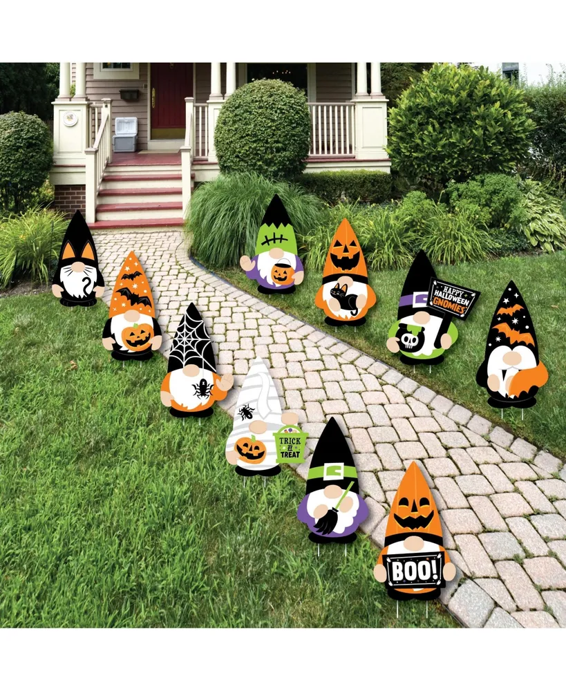 Big Dot of Happiness Halloween Gnomes - Lawn Decor - Outdoor Spooky Fall Party Yard Decor - 10 Pc