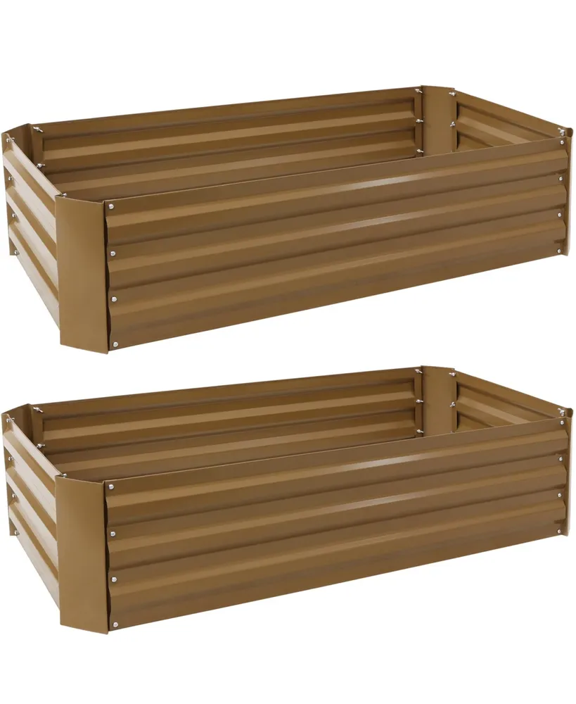 Sunnydaze Decor 48 in Galvanized Steel Rectangle Raised Bed - Brown - Set of 2