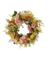 Puleo Rose Dogwood Daisy Floral Spring Wreath, 24"