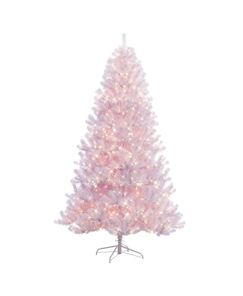 Puleo 6.5FT Pre-Lit White Nebraska Fir Artificial Christmas Tree