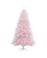 Puleo 6.5FT Pre-Lit White Nebraska Fir Artificial Christmas Tree