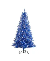 Puleo 6.5FT Pre-Lit Fashion Blue Artificial Christmas Tree