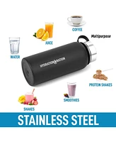 Zulay Kitchen Hydration Nation 3 Lid Multi-Size Vacuum Insulated Water Bottles with Straw - Metal Bottle For Sports & Outdoor
