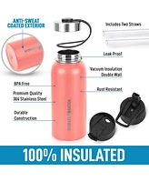 Zulay Kitchen Hydration Nation 3 Lid Multi-Size Vacuum Insulated Water Bottles with Straw - Metal Bottle For Sports & Outdoor