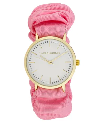 Laura Ashley Women's Quartz Pink Fabric Scrunchy Band Watch 35mm