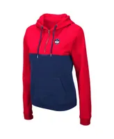 Women's Colosseum Red and Navy UConn Huskies Aidan Half-Zip Hoodie