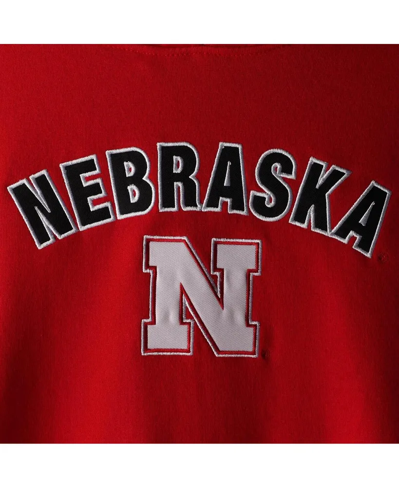 Women's Scarlet Nebraska Huskers Arch and Logo 1 Pullover Hoodie