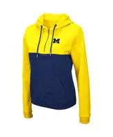 Women's Colosseum Maize, Navy Michigan Wolverines Aidan Half-Zip Hoodie