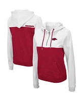 Women's Colosseum White and Cardinal Arkansas Razorbacks Aidan Half-Zip Hoodie