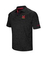 Men's Colosseum Black Maryland Terrapins Down Swing Polo Shirt