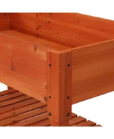 Sunnydaze Decor Stained Wooden Raised Garden Bed Planter Box with Shelf - 42 in