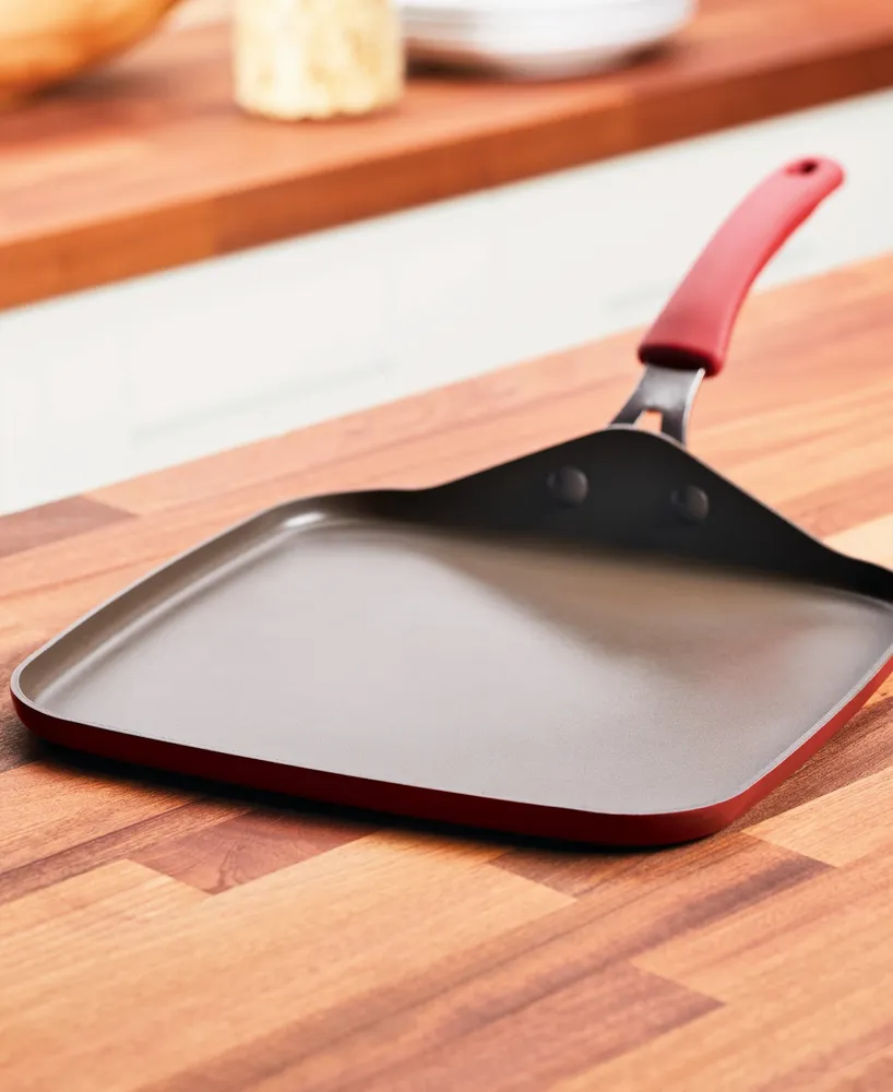 Rachael Ray Cook + Create Aluminum Nonstick Square Stovetop Griddle Pan, 11"
