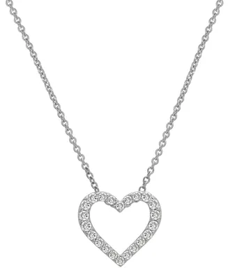 Diamond Heart Pendant Necklace (1/4 ct. t.w.) in Platinum, 18" + 2" extender, Created for Macy's