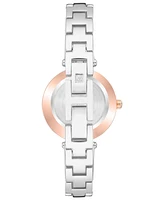 Anne Klein Women's Silver-Tone and Rose Gold-Tone Alloy Bangle with Silver Glitter Watch, 38mm - Silver-tone, Rose Gold