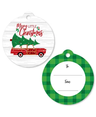 Big Dot of Happiness Merry Little Christmas Tree - Red Car Christmas To & From Favor Gift Tags 20 Ct